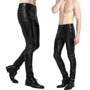 faux leather biker jeans