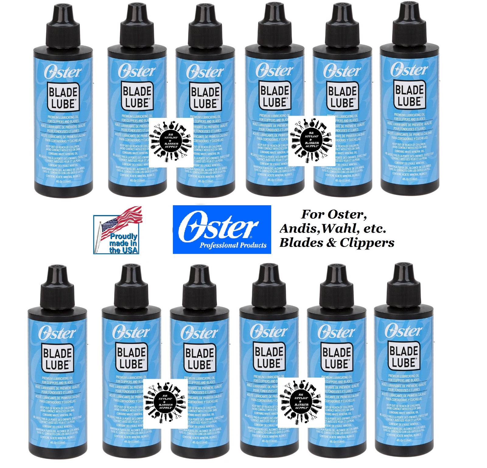 12-OSTER BLADE LUBE Lubricating CLIPPER&TRIMMER OIL*AlsoFor Andis,Wahl,Remington