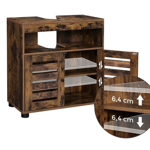 Waschbeckenunterschrank Badschrank Badezimmermöbel Waschtisch 2 Türen BBK04BX - Bild 5 von 11