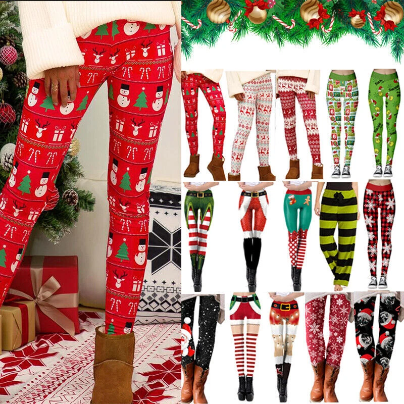 Christmas Novelty Leggings Women Xmas Long Stretch Skinny Pants Trousers  Bottoms