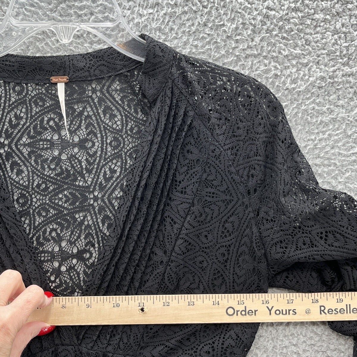 Free People Dress Womens 2 Black Lace Long Sleeve Flowy Boho Goth Witchcore  Mini | eBay