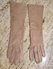 Vintage Size XS-S 6 1/4 Brown Soft Leather Formal 15" Long Gloves Lined