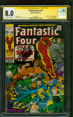 Fantastic Four 100 CGC SS 8.0 Stan Lee Auto Jack Kirby art 7/1970