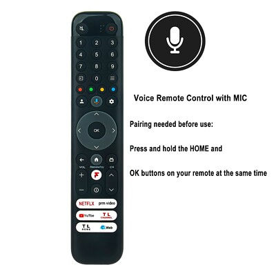 RC833 GUB2 Replace Voice Remote for TCL QLED Smart TV 4K UHD Andoird TV 98C655