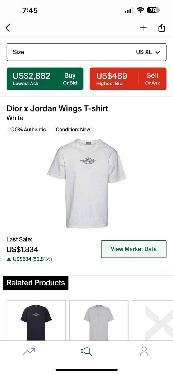 Christian Dior X Air Jordan1 Wings Long Sleeve Tee BNWT