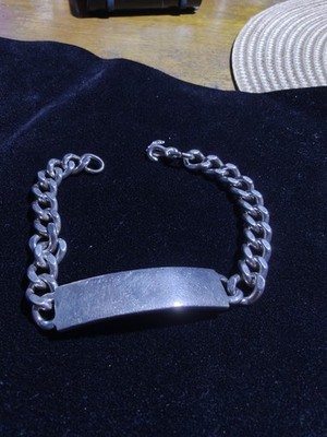 Vintage 925 ID Bracelet Signed Elco Sz7.5 Sterling Silver 9mm