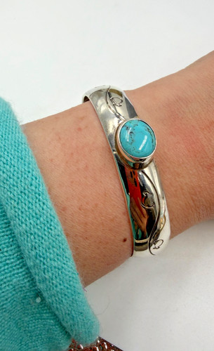 Sterling Silver Bracelet Signed J. Wright Turtle Fish Pictomark Stampings 7 inch