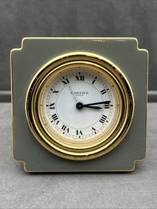 Cartier Paris “Les Must De” Enameled Travel Desk Alarm Clock - Rare Vintage