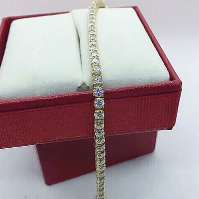 7.50CT Round Cut Certified Diamond Tennis Bracelet Wedding Gift 14K White Gold