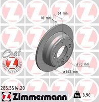 2X Bremsscheibe Zimmermann 285.3514.20 2 Bremsscheiben Hinterachse Hinten