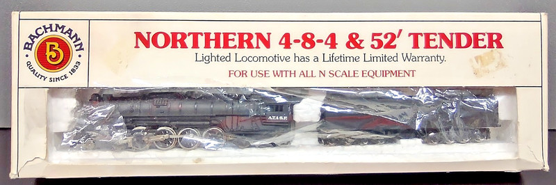BACHMANN N GAUGE NORTHERN 4-8-4 BURLINGTON & 52' TENDER  STEAM LOCOMOTIVE