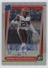 2021 Donruss Optic Rated Rookie Holo Prizm 5/50 Jeremiah Owusu-Koramoah Auto b8h