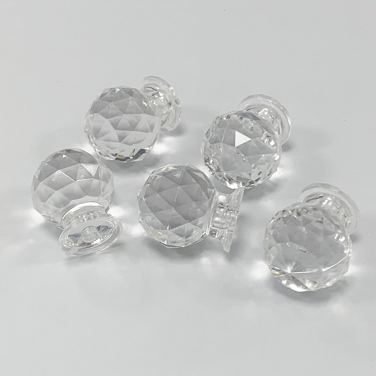 20pcs Acrylic Pull Knobs Plastic Mini Pulls Clear for Small Round 