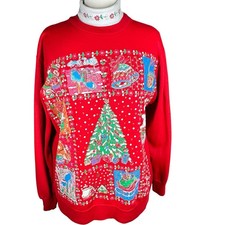 Vtg Nutcracker Granny Christmas Sweatshirt Sz S Turtleneck Puffy Paint Holiday