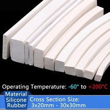 White Silicone Sponge Seal Strips Square Foamed Rubber Gasket 3x20mm - 30x30mm