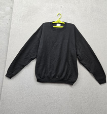 VINTAGE Lee Men Sweatshirt XL Black Made in USA Fleece Long Sleeve Crew Neck