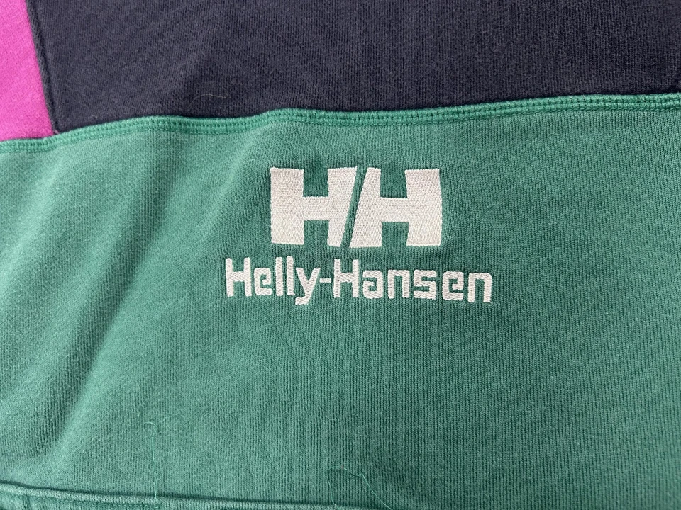 Мужская толстовка с капюшоном Helly Hansen XL зеленая фиолетовая цветной блок ретро толстовка пуловер - Изображение 4 из 4