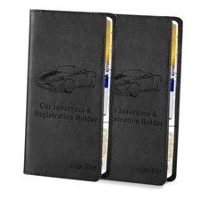 2Pack Leather Car Registration and Insurance Card Holder, Car 2PACK-Black