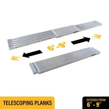 Telescopic Aluminum Plank Board, 6 to 9-Ft. Adjustable Work Platform for Step...
