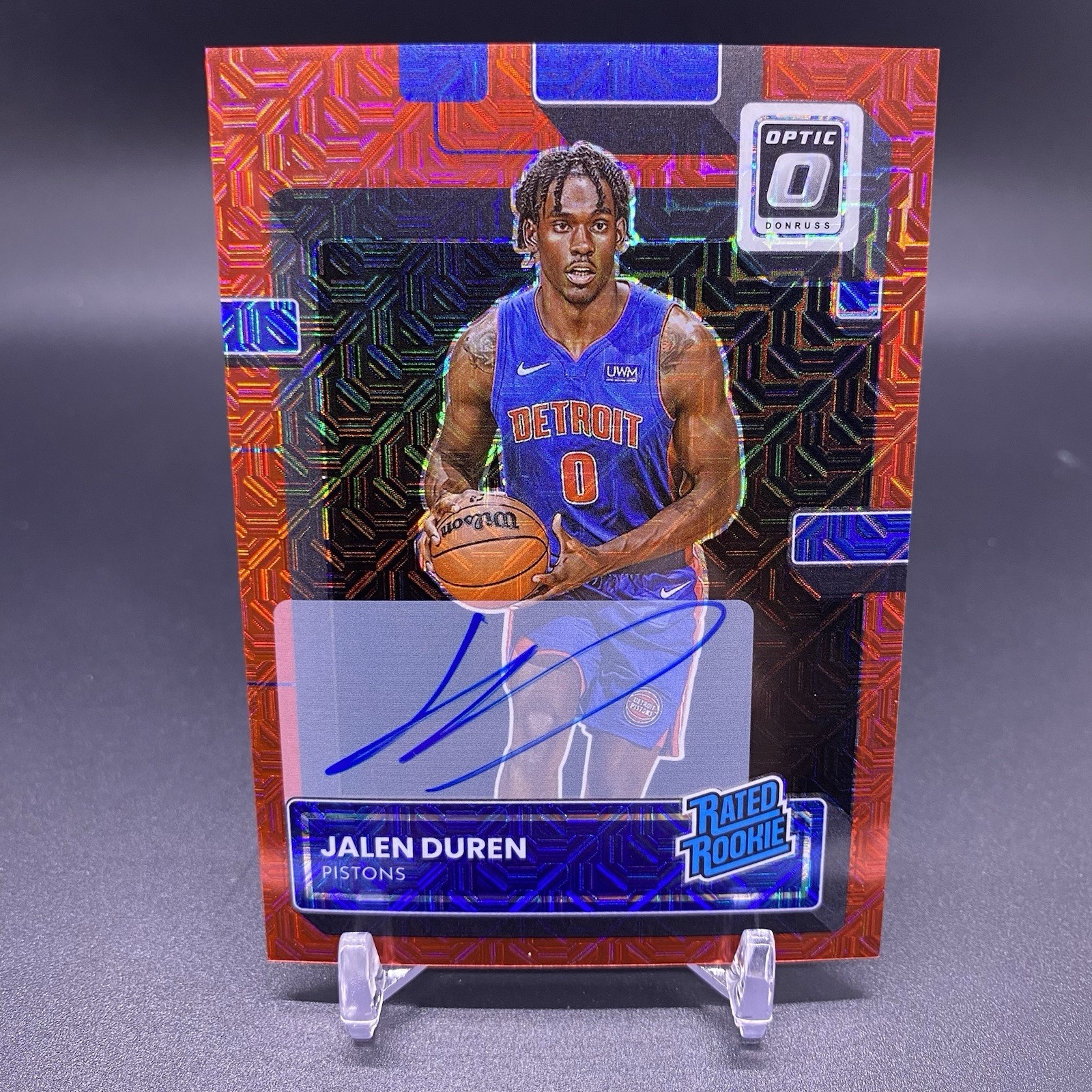Red Choice 2022-23 Optic Jalen Duren RC Detroit Pistons Rookie On Card Auto #227