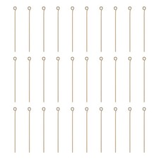 100pcs Open Eye Head Pins 1.97" 50mm Wire Eye Pins Beading Champagne Gold