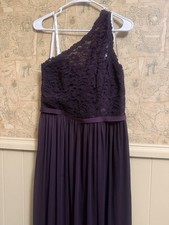 Celebrate Purple One-Shoulder Lace Sleeveless Bridesmaid Dress, Size 10