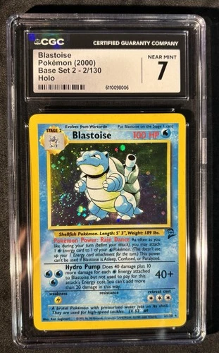 Pokémon TCG Blastoise 2/130 Base Set 2 Holo 2000 Vintage WOTC CGC 7 NM