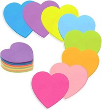 Image of 240 Sheets Sticky Notes, 70x70mm Heart Shaped Cute Sticky Notes, 8 Brilliant Col