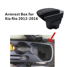 KAERGK Braccioli auto per KIA STONIC Rio 3 2018-2024 Console centrali per auto Doppio spazio con portabevande Posteriore Utility Box Facile da montare (linea nera