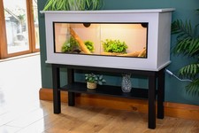 Modern Light Grey Reptile / Tortoise Vivarium + Stand +Light- 1m Wide (3-4ft)