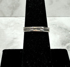 Sterling Silver Thin Ring with Flat Sides with Line - Size 6.5