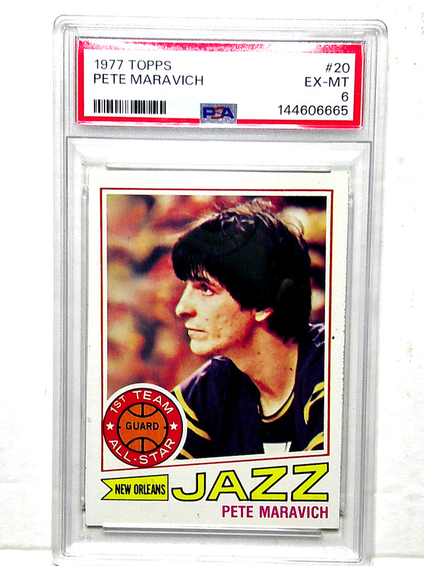 VINTAGE 1977 TOPPS PETE MARAVICH BASKETBALL 20 EX-MT PSA 6 HALL OF FAMER
