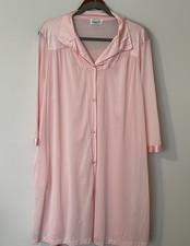 Vtg Vanity Fair Peignoir Robe Button Nightgown Pink Peach Size L Large Babydoll