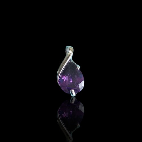 Sterling Silver Faceted Pear Purple Amethyst Slider Pendant