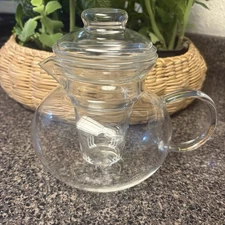 Primula Clear Glass 40 Oz Teapot Complete w/Lid & Infuser 5 Cups EUC