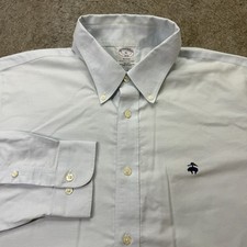 Brooks Brothers Oxford Shirt Men XL Blue Solid Regent OCBD Non Iron 158