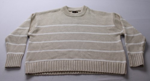 Quitte Damen Pullover Bio-Baumwolle gestreift Rundhals AR8 gesprenkelt beige/elfenbein Large