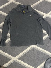 POLO RALPH LAUREN Men's Cotton Quarter Zip Estate Rib Pullover, GRAY, NWT XL