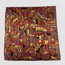 Vintage 100 Silk Scarf Abstract Geometric Avant Garde Art Deco 34x33.5 Japan