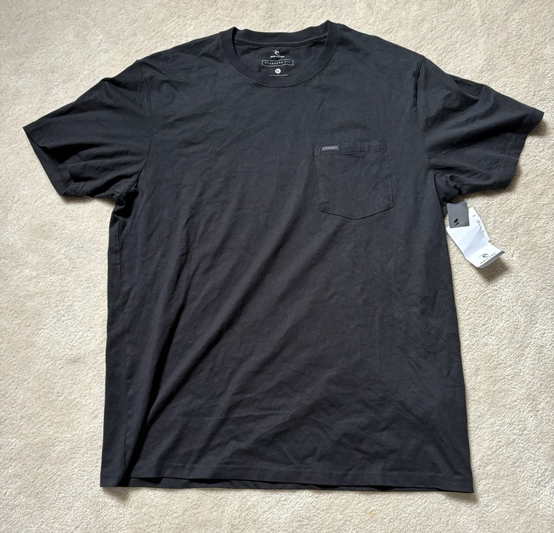 NEW! Men’s RIP CURL  Pocket T-Shirt -XL- Black Cotton Standard Fit