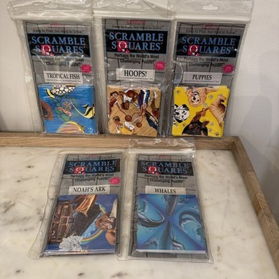 B. Dazzle Scramble Squares Lot Of 5 VTG Travel Game 9-Square Puzzles LOT