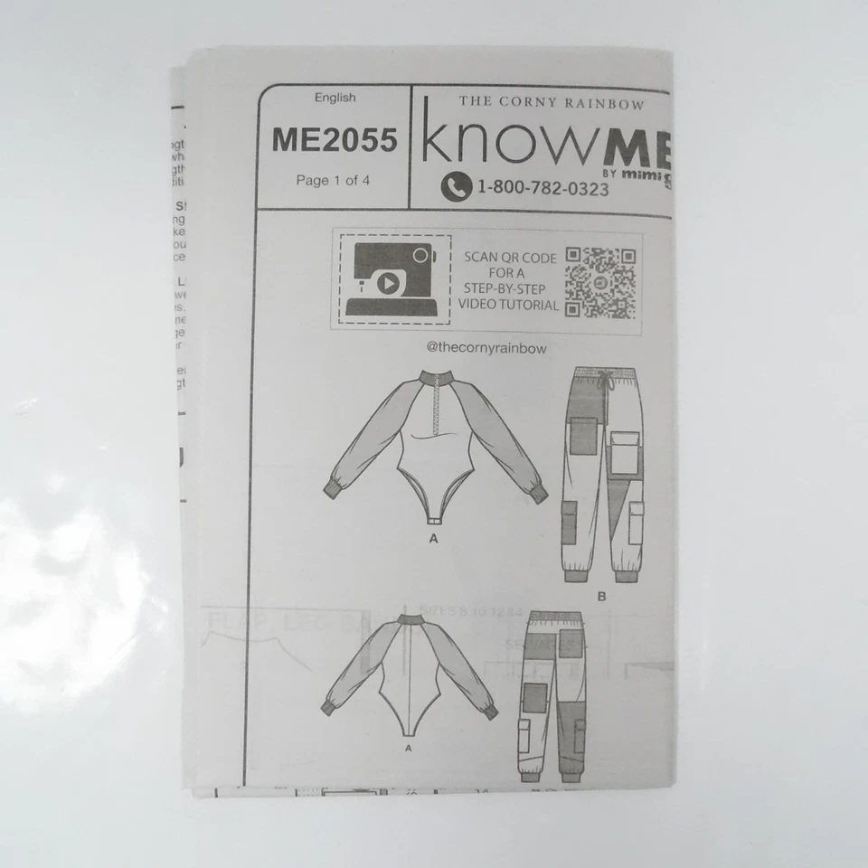 KnowMe 2055 MIsses Bodysuit Cargo Sweatpants Pattern Size 18-26 Uncut Pockets - Image 4 of 4