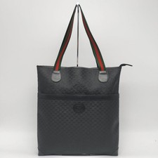 GUCCI Tote Bag GG Pattern Sherry Line Black Designer Fashion Elegant Used