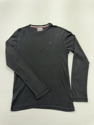 Tommy Jeans Herren Pullover schwarz Logo Baumwolle Rundhals Gr. M TOP