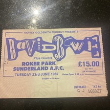 David Bowie The Spider Tour Used Concert Ticket Roker Park 1987 RARE
