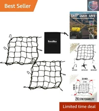 Expandable 15"x15" Bungee Cargo Nets (2 Pack) for Easy Gear Storage & Transport