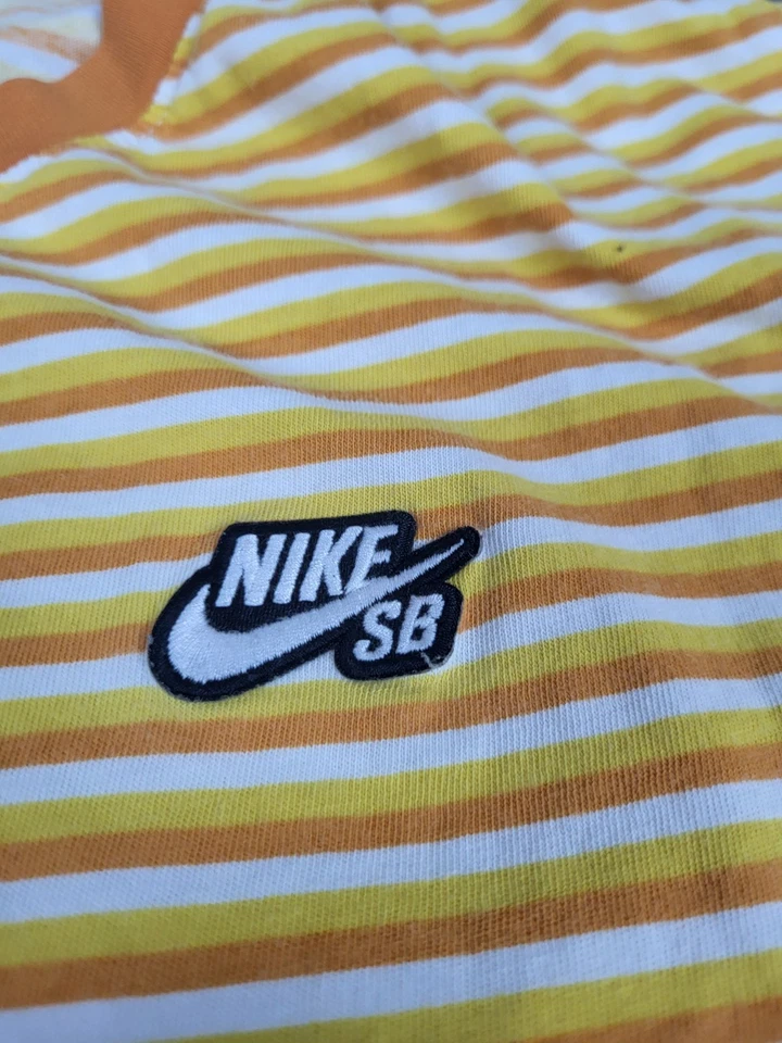 Nike SB Striped Shirt Kids Large Yellow Lightweight Stretch Skateboard Snowboard - Image 2 of 4