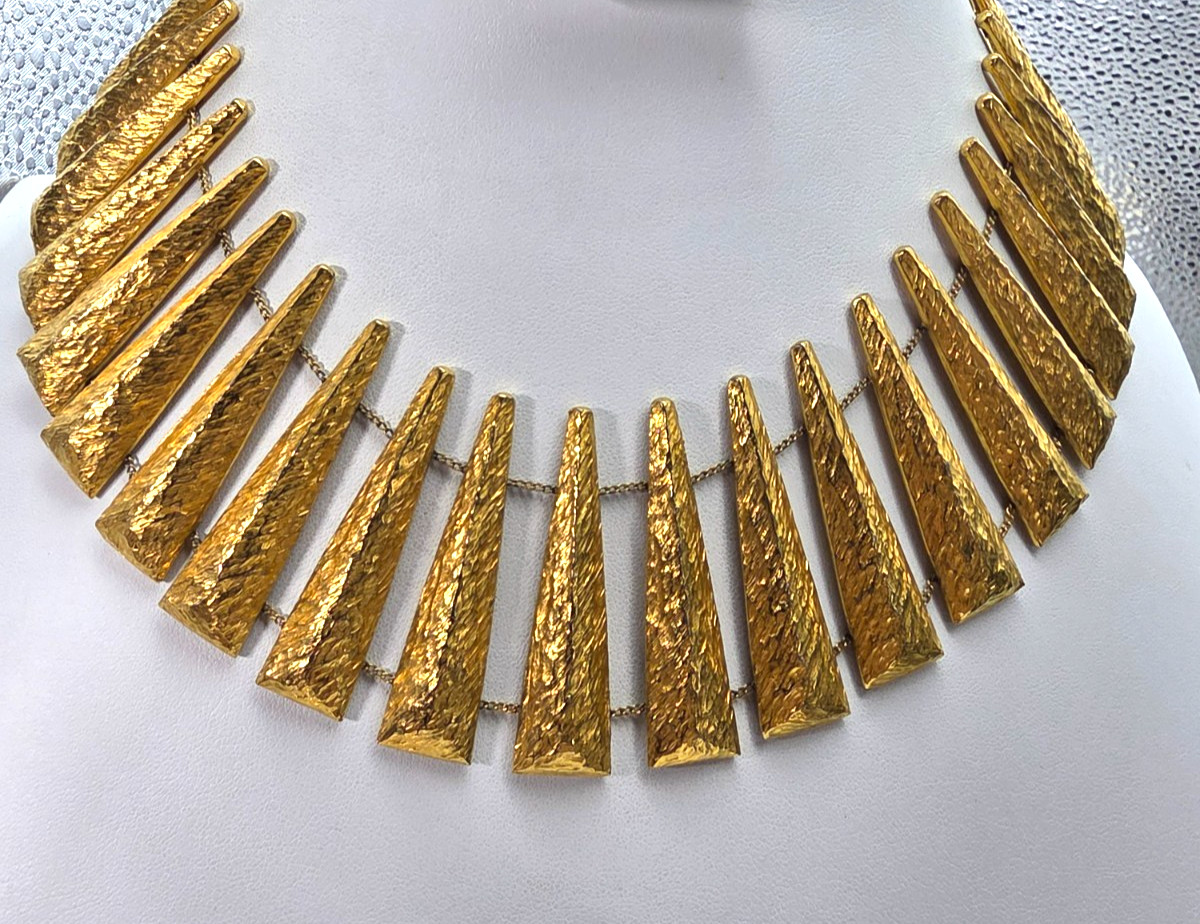 Signed Les Bernard Runway Statement Collar Gold P… - image 1