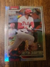 2026 Topps Chrome Justin Crawford #73 Topps Logo Refractor Rookie Card Phillies. rookie card picture