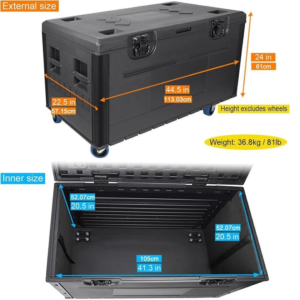 Waterproof Utility Road Trunk Case 44x22x24" Utility Hard Custom Case w/Wheels✅ - Image 3 of 4
